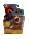 Nintendo Super Mario 4” Piranha Plant in Red Pot with ? Block 2021 Action Figure Set