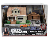 Jada Toys Fast & Furious Nano Hollywood Rides Diorama, Dom Toretto's House Display with Two 1.65" Die-cast Cars, Toys for Kids and Adults (33668) New in Package