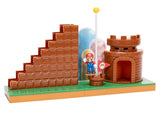 Nintendo Super Mario Course Complete Playset 2.5” Mario Included 2024 Action Figure Set, Spin the backside lever and watch Mario climb the stairs just like the classic in-game moment. Then slide Mario down the flag pole to complete the course!