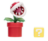 Nintendo Super Mario 4” Piranha Plant in Red Pot with ? Block 2021 Action Figure Set