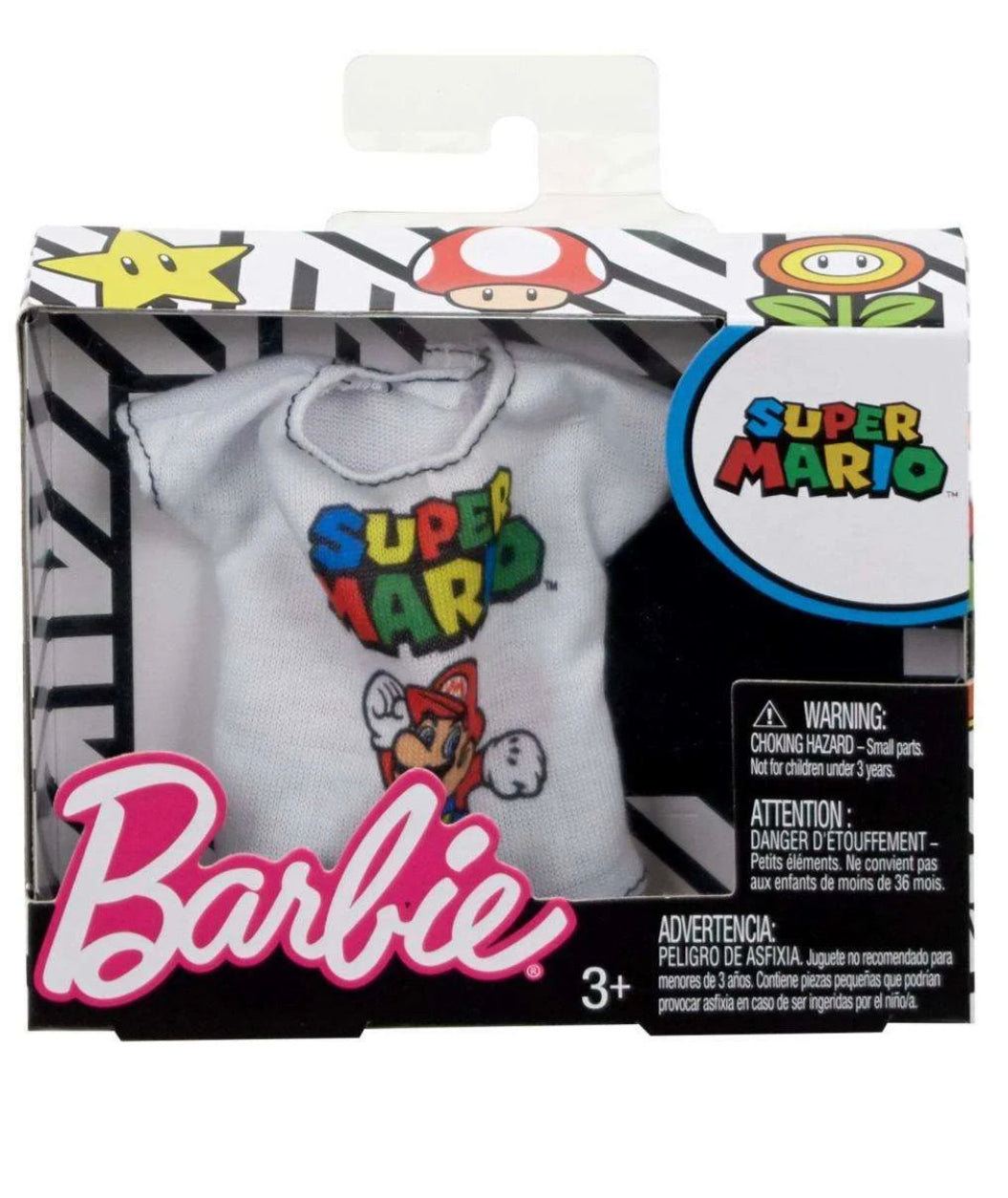 Barbie Super Mario Fashion Pack - White Shirt & Pink Jumper Overalls With Accessories