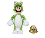 Nintendo Super Mario 4” Cat Luigi with Super Bell 2023 Action Figure Set