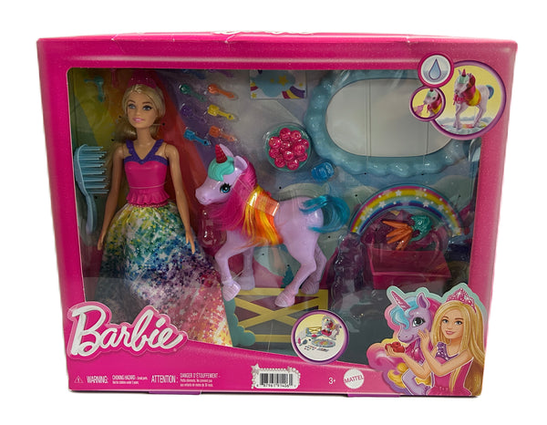 Barbie 2024 Dreamtopia Princess Barbie Rainbow with Pet Unicorn Playset