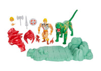 Masters Of The Universe Origins 2021 Battlefield Warriors Battle Armor He-Man & Battle Cat 2 Pack with Display Stand & Castle Grayskull gargoyles Collectible Gift - A Toy Store On Elm Street