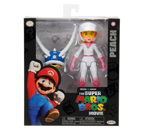 THE SUPER MARIO BROS. MOVIE 5 Inch Action Figure 2023 Peach Figure in Motorcycle Outfit with Spiny Blue Shell