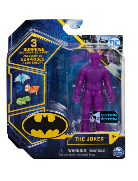 DC Batman 4-inch The Joker 2020 Action Figure with 3 Mystery Accessories, for Kids Aged 3 and up, 1st Edition New
