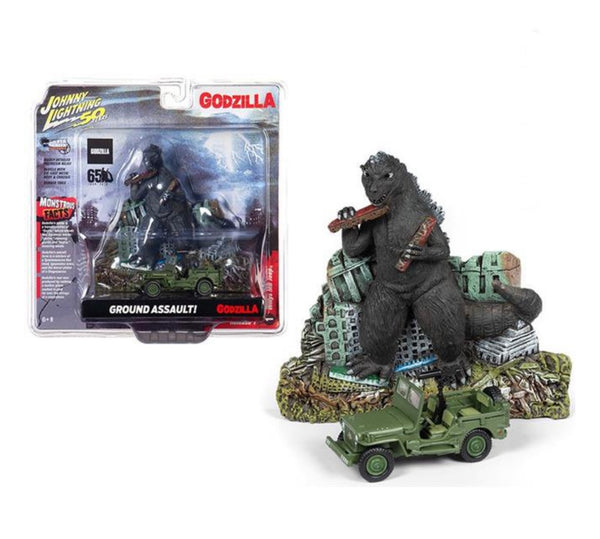 Johnny Lightning 2019 Godzilla Ground Assault! Release 1 Willy’s MB Jeep Diorama 1/64 Scale