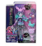 Monster High Creepover Party Doll, Twyla with Pet Bunny Dustin, Sleepover Clothes & Accessories with Hoodie, Book & Backpack, 2022 Mattel, A Toy Store On Elm Street atoystoreonelmstreet.com