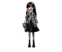 Monster High Wednesday Doll & Accessories, Wednesday Addams Collectible in Nevermore Academy Uniform with Thing & Backpack, Doll Stand. Monster High Wednesday Doll and Accessories, Enid Sinclair Collectible in Pink Fashion with Beret & Backpack, Doll Stan