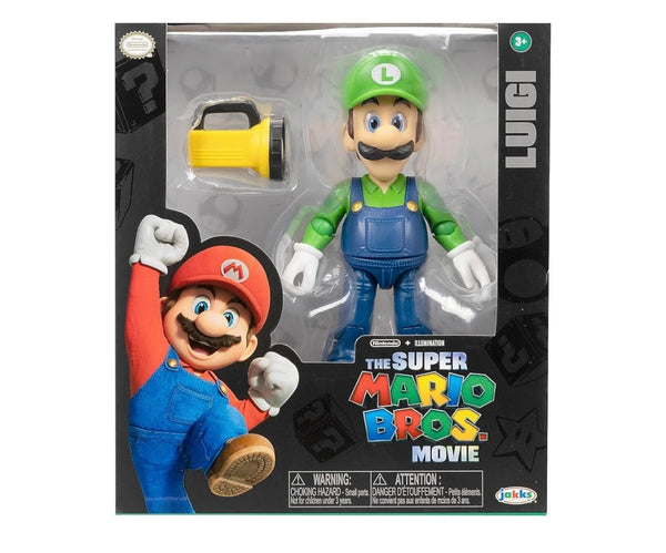 THE SUPER MARIO BROS. MOVIE 5 Inch Action Figure 2023 Luigi Figure with Flashlight Accessory