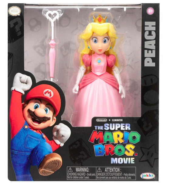 THE SUPER MARIO BROS. MOVIE 5 Inch Action Figure 2023 Peach Figure with Umbrella Accessory