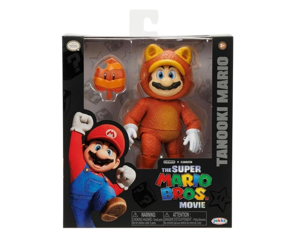 THE SUPER MARIO BROS. MOVIE 5 Inch Action Figure 2023 Tanooki Mario Figure with Leaf Accessory New