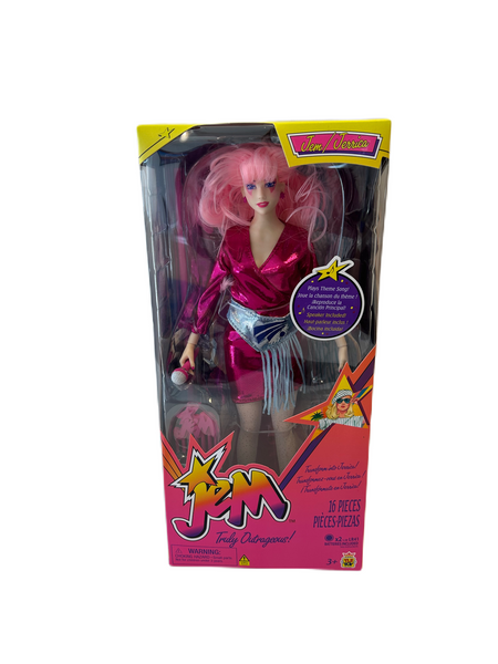 Jem and The Holograms 40th Anniversary 2025 Jem/Jessica 12” Classic Fashion Doll, Speaker included, Plays Theme Song with 16 accessories