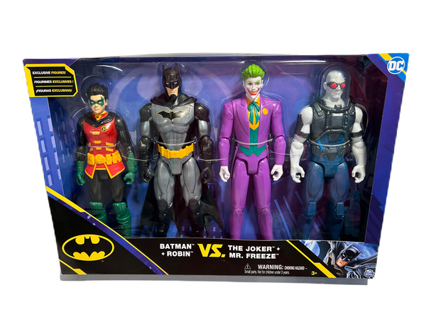 DC Comics, Batman and Robin vs. The Joker and Mr. Freeze, 12-inch Action Figures, Kids Toys for Boys and Girls Ages 3 and Up New in Package