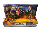 Jurassic World Dominion Claire & Dilophosaurus Action Figure Toys, Human and Dino Pack with Accessories New in Package